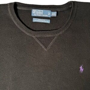 Polo Ralph Lauren Mens XXL Black Cotton Crew Neck Sweater Pullover Pony Logo